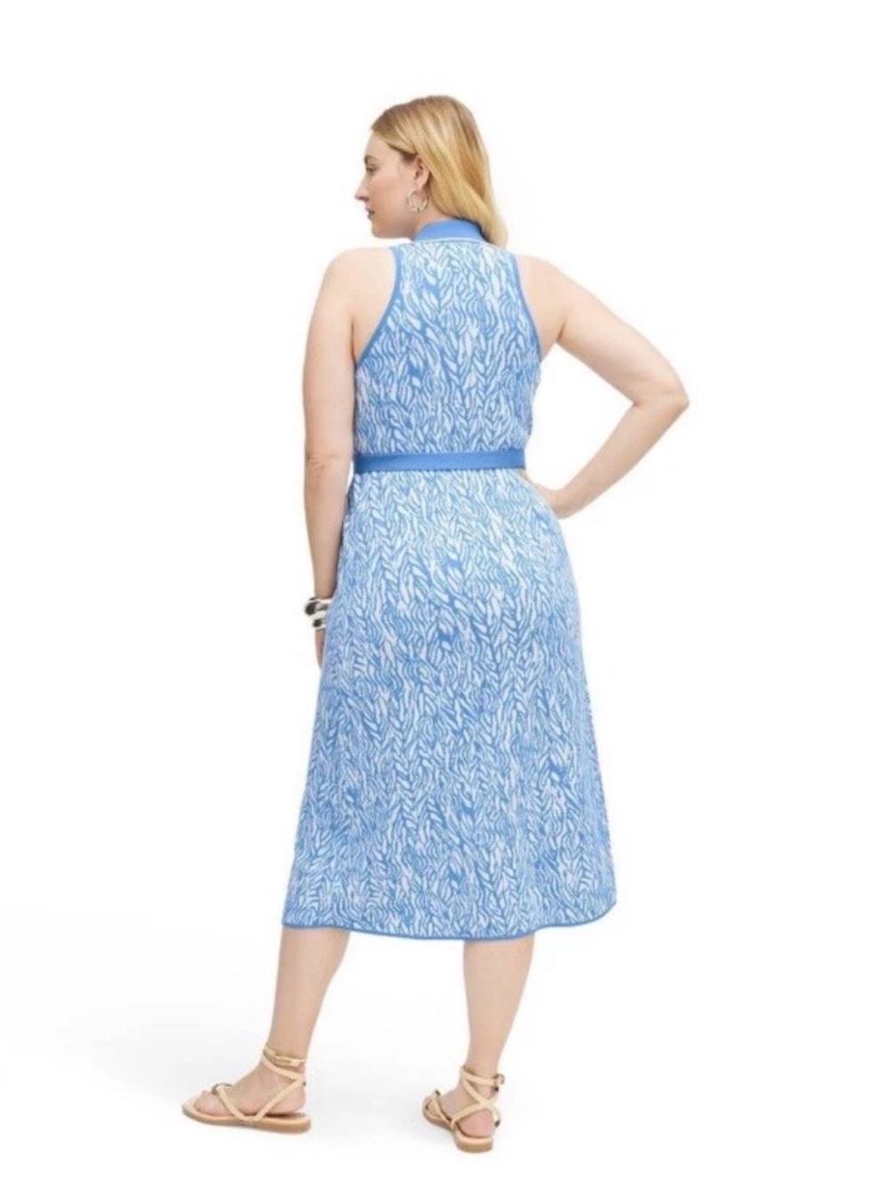 NWT Diane Von Furstenberg x Target Light Blue Patterned Wrap Midi Dress - Picture 2 of 4